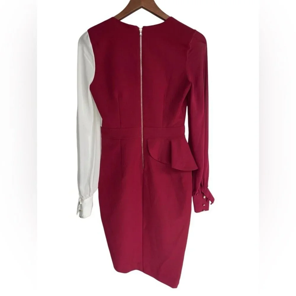 Jolie By Edward Spiers Womens Asymmetrical Colorblock Dress Red/White Size 40 Po - Picture 2 of 4